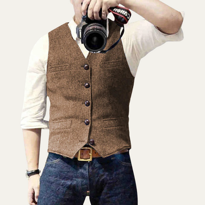 The St. Andrews Men's Vintage Gilet - Elegant Button Up Suit Vest