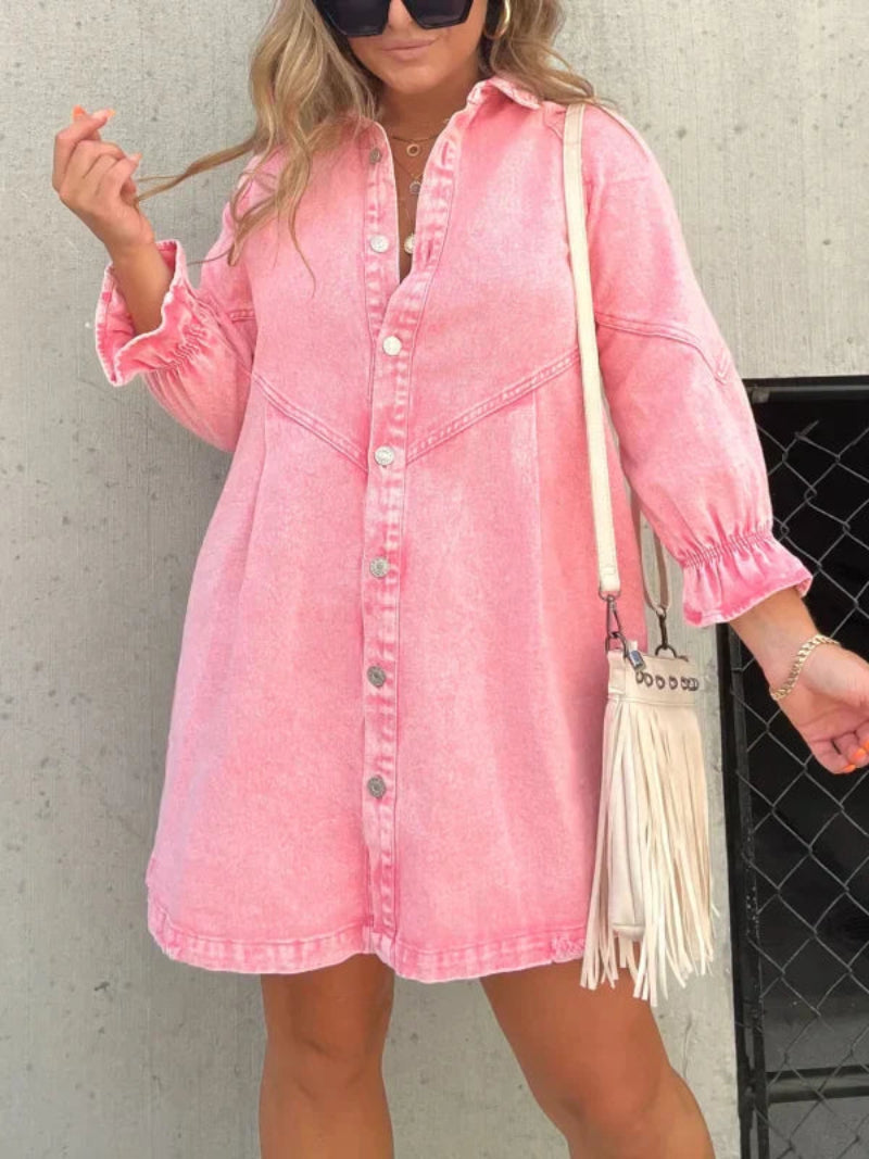 Comfortable Women's Blue Jean Summer Dress - BritishElegance