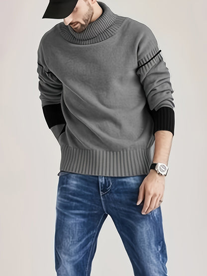 Cozy Gray Crew Neck Winter Knit Sweater