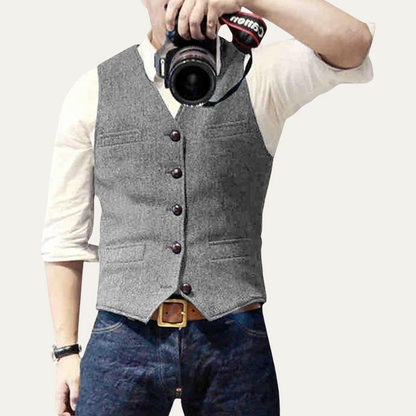 The St. Andrews Men's Vintage Gilet - Elegant Button Up Suit Vest
