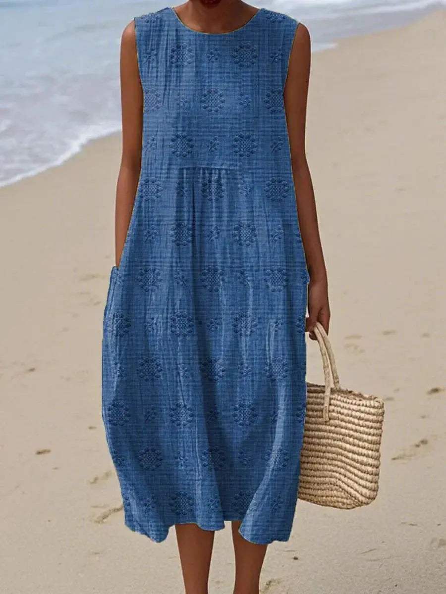 Aikaterini | Elegant Sleeveless Cotton Pocket Dress
