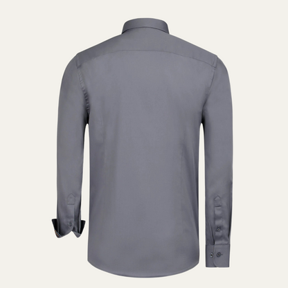 The Mayfair Men’s Tailored Cotton Satin Long Sleeve Dress Shirt - Grey