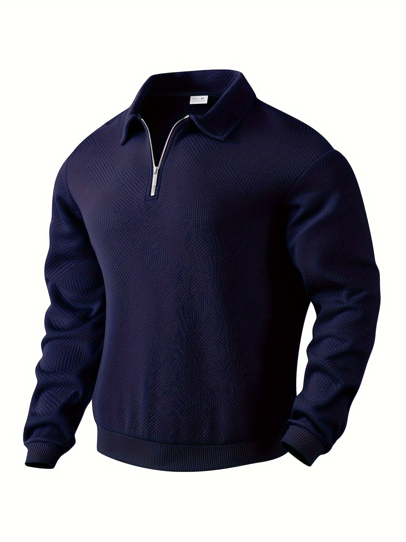 Warm Quarter Zip Sweater with Collar and Winter Pattern