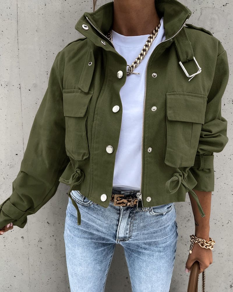 Feminine Short Cargo Jacket - BritishElegance