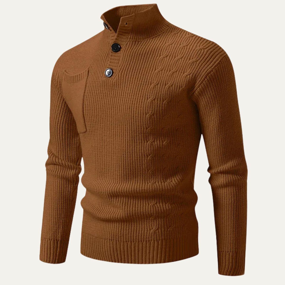 The Alberobello Men’s Winter Stand Collar Knitted Jumper with Buttons
