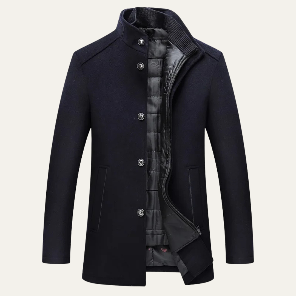 The Aldeburgh Men's Wool Blend Button Up Coat with Warm Lining