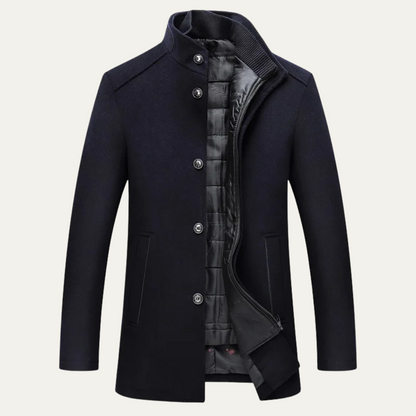 The Aldeburgh Men's Wool Blend Button Up Coat with Warm Lining