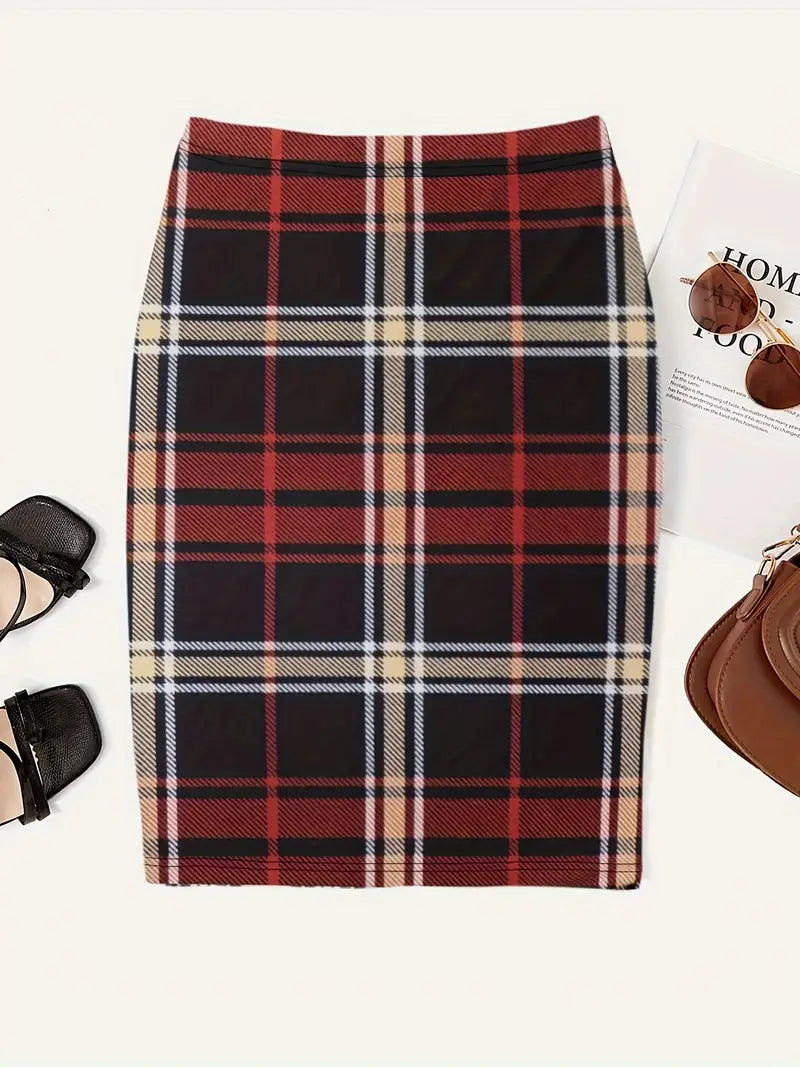 Lexi Spring Slim Plaid Skirt