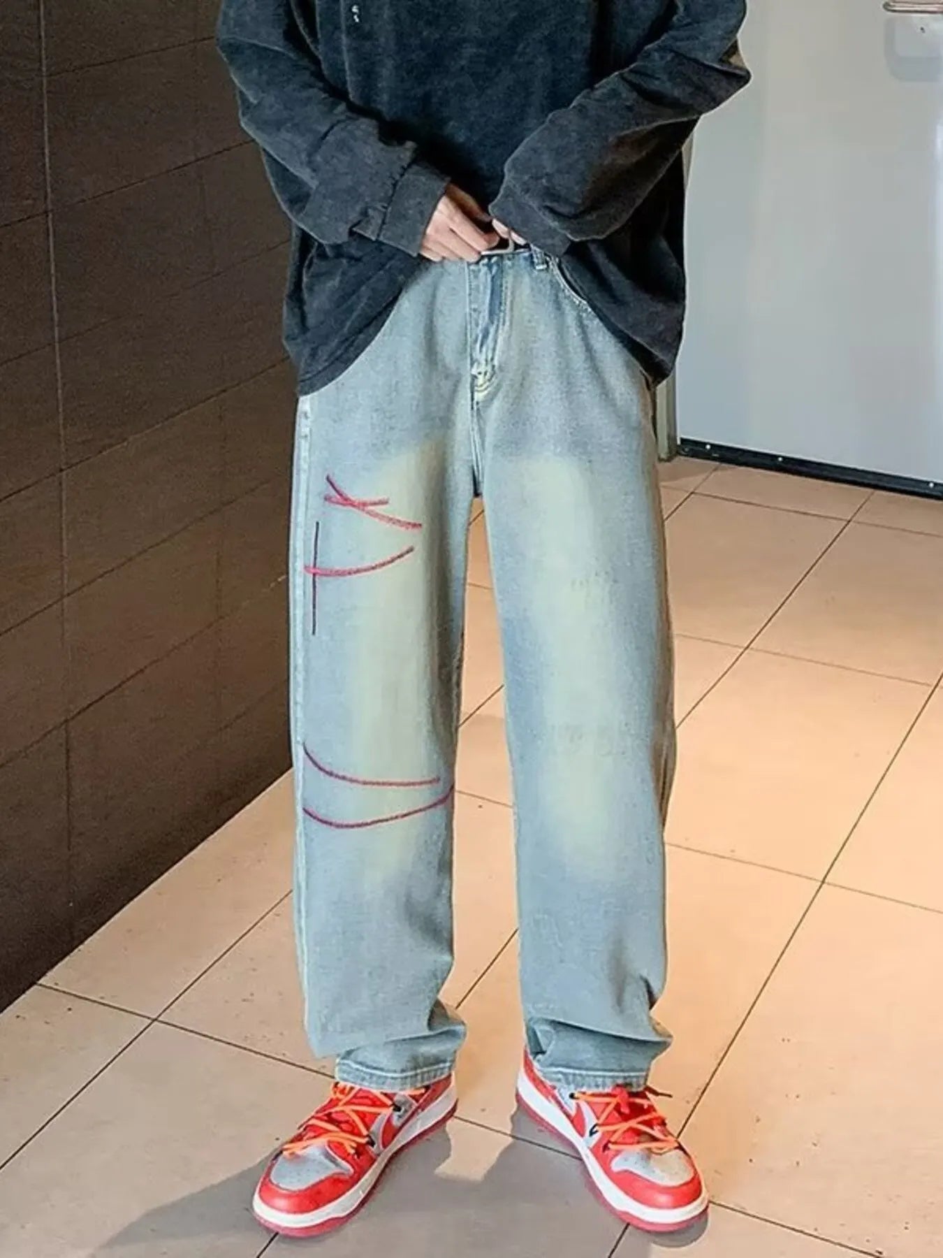 Relaxed Fit Wide Leg Jeans for Men Plus Size - BritishElegance
