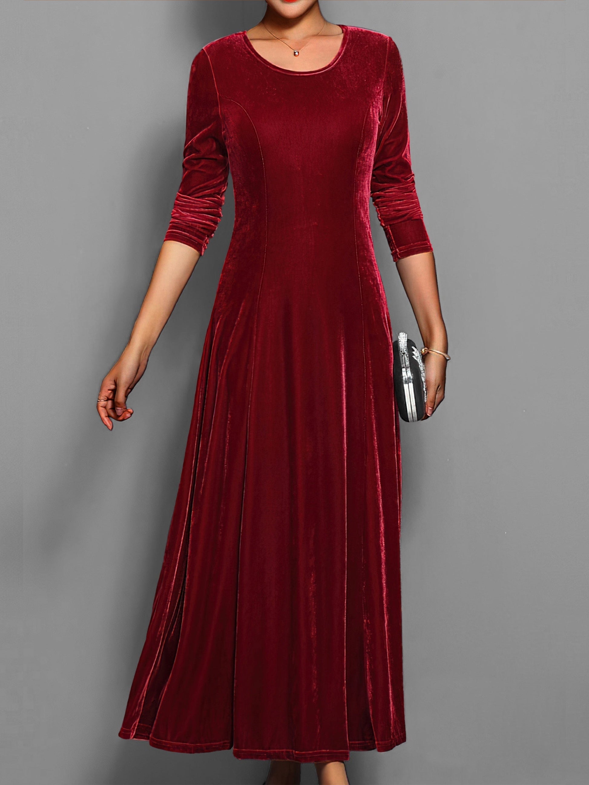 Elegant Classic Fit Women's Long Sleeve Evening Dress - BritishElegance