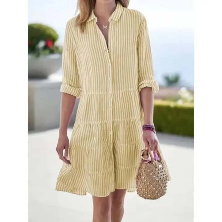 Striped Linen Shirt Dress | Lightweight Button-Up Summer Style
