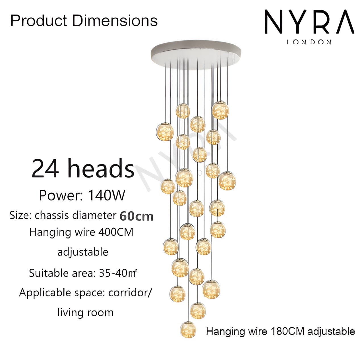 Elegant Glass Ball Staircase Lighting Fixture
