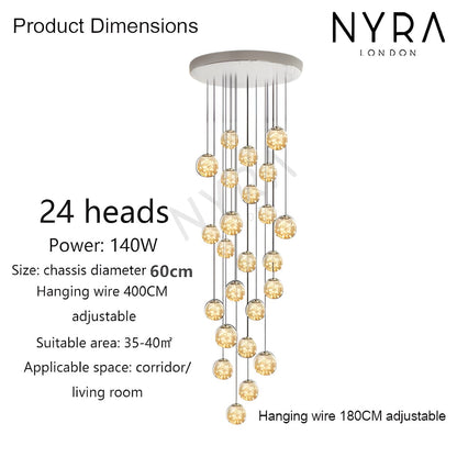Elegant Glass Ball Staircase Lighting Fixture