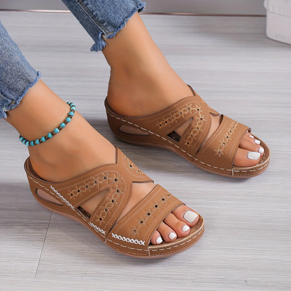Bria - Comfort Slip-On Open Toe Wedge Sandals