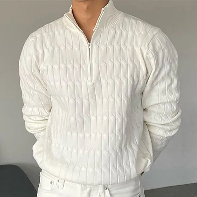 Men's Soft Cable Knit Pullover Sweater - BritishElegance
