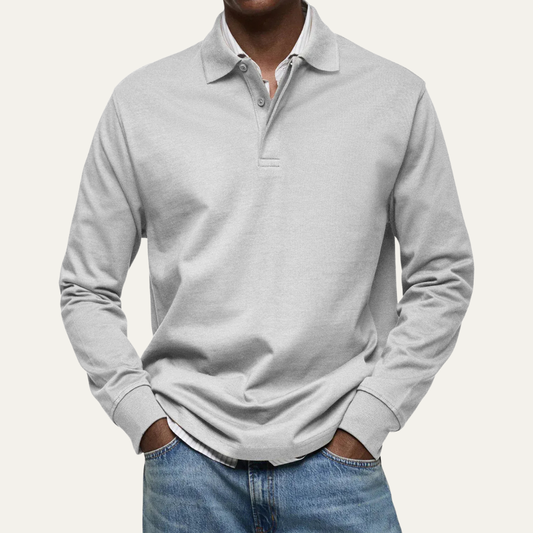 Men’s Long Sleeve Polo in Heavy Jersey Knit