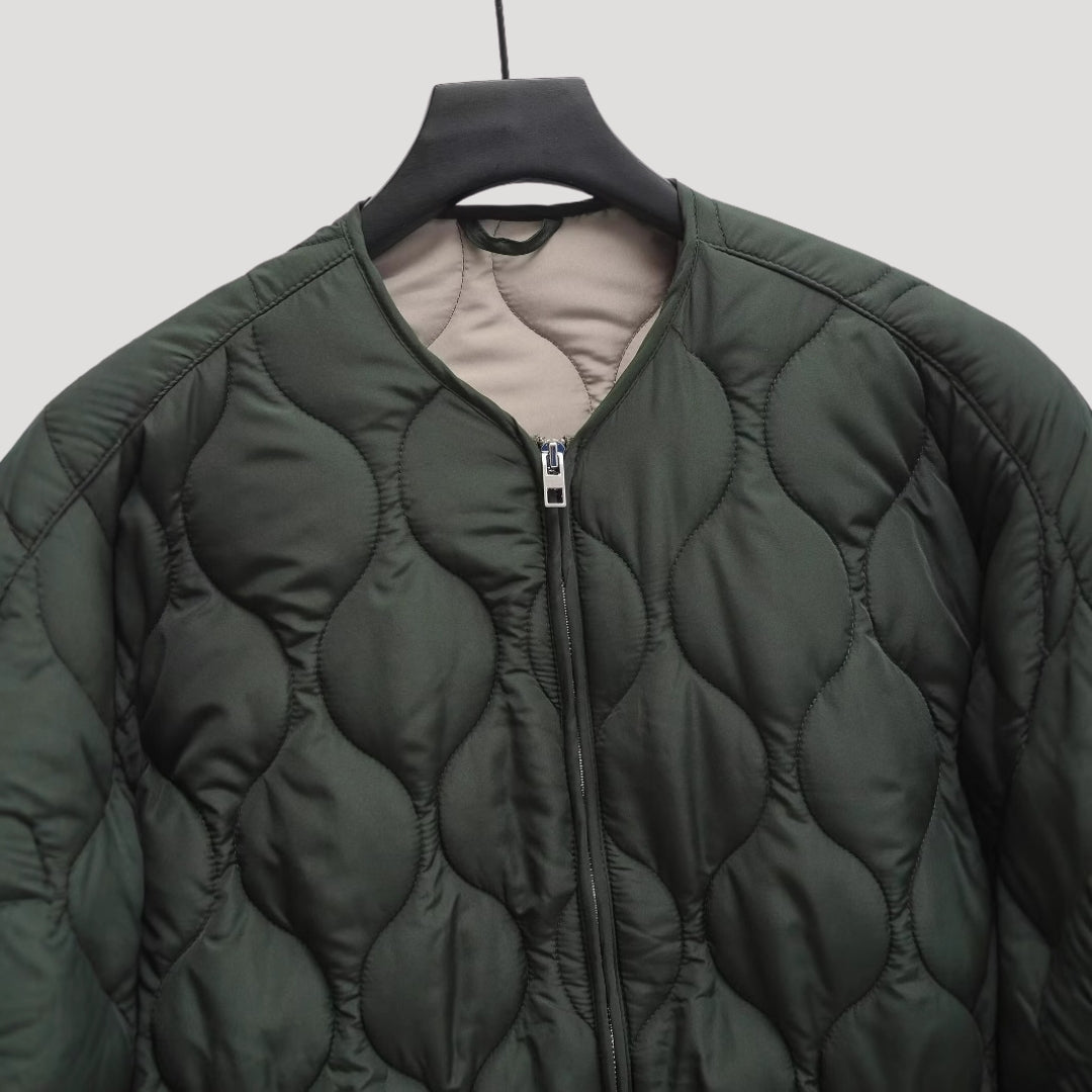 Women’s Wave Quilted Collarless Zip Jacket