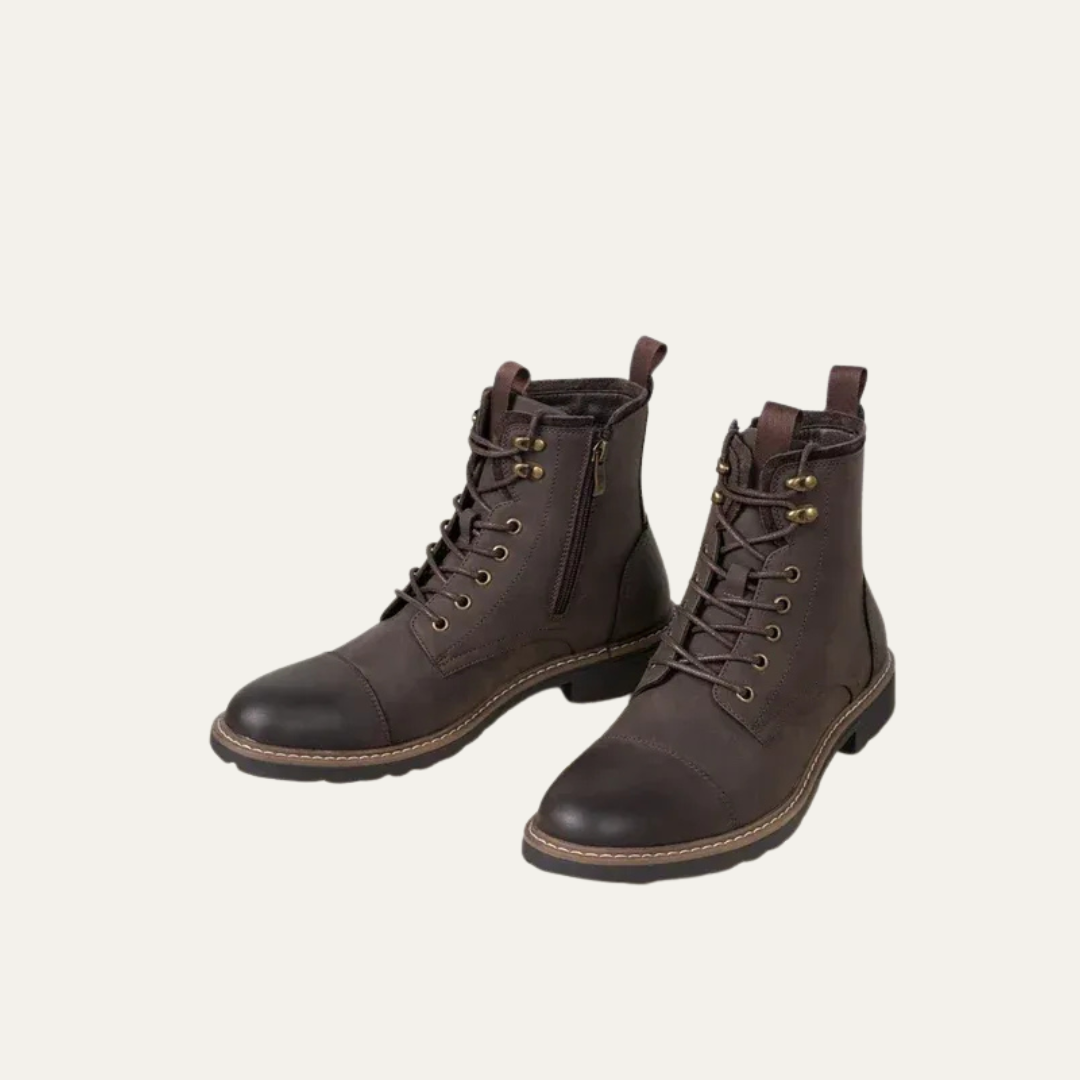 Men’s Cap Toe Lace Up Combat Style Ankle Boots