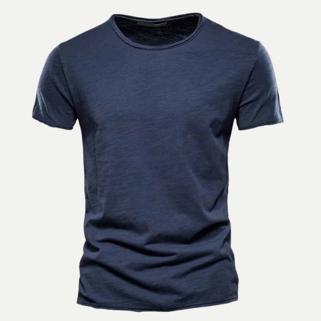 Men’s Fitted Raw Edge Crewneck T Shirt