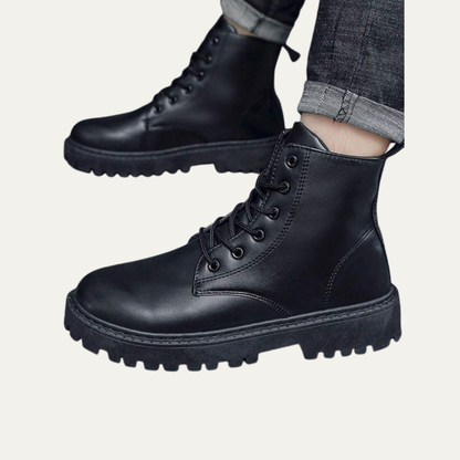 Men’s Rugged Lace Up Platform Ankle Boots with Side Zip