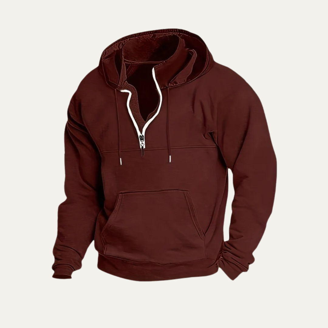Men’s Utility Pocket Hooded Partial Zip Sweatshirt