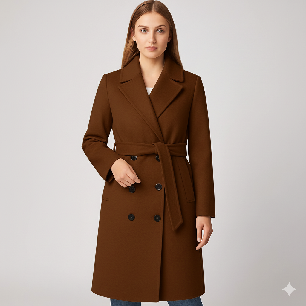 Coleen | Winter Coat - Double-Breasted Classic Outerwear with Waist Belt for Women