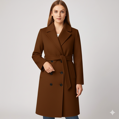 Coleen | Winter Coat - Double-Breasted Classic Outerwear with Waist Belt for Women
