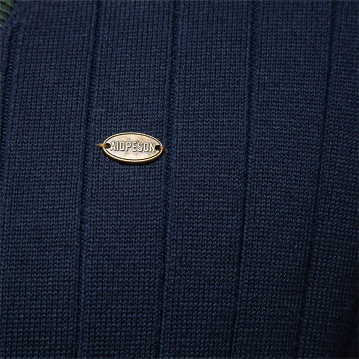 Men’s V Neck Rib Knit Cardigan with Striped Trim