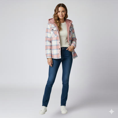 Elizabeth | Autumn Jacket - Hooded Plaid Outerwear for Women