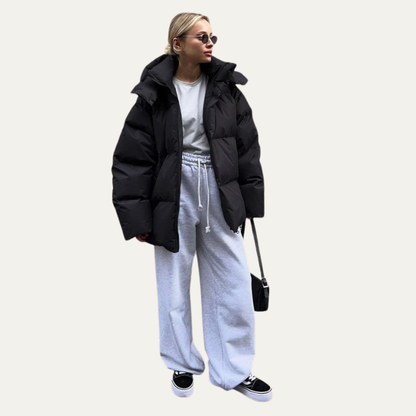 Women’s Oversized High-Neck Cropped Puffer Jacket
