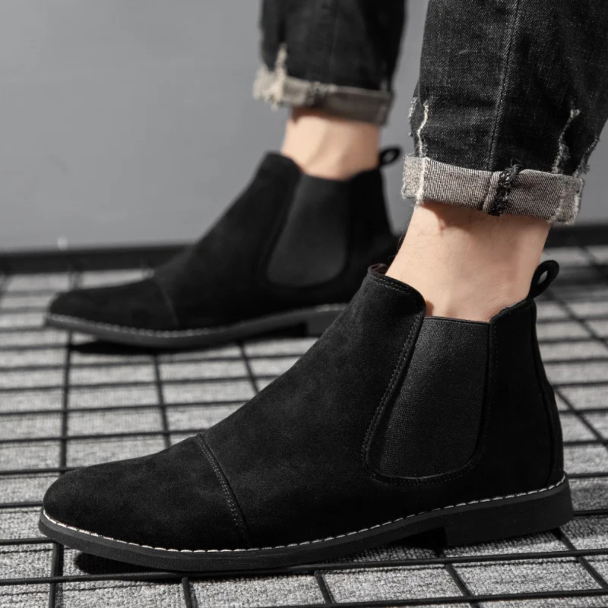 The Torcello Men’s Suede Chelsea Slip On Boots with Elastic Side Panels