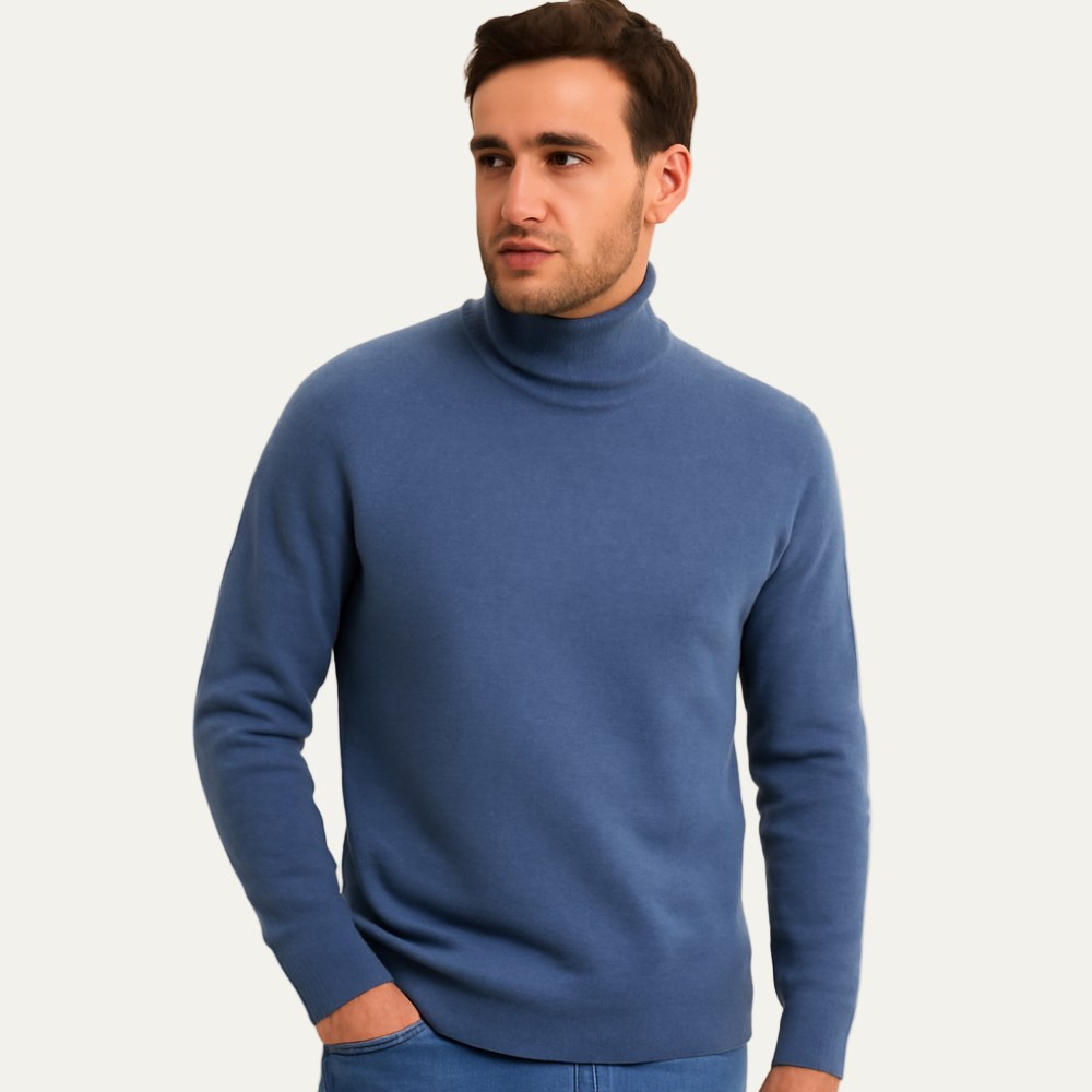 Men’s Fine Gauge Fitted Turtleneck Sweater