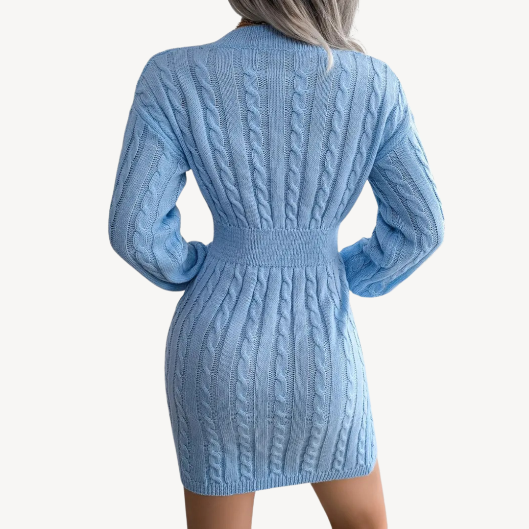 Cable Knit V-Neck Dress