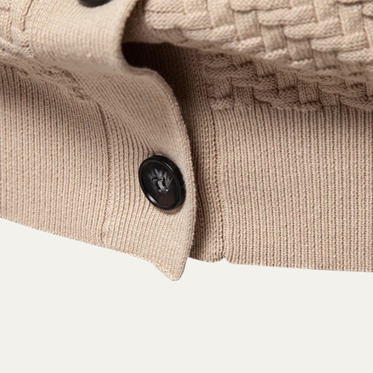 Men’s Basketweave Knit V Neck Button Cardigan