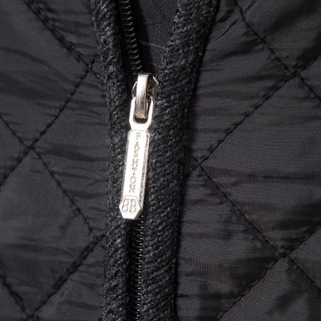Men's Quilted Jacket with Knitted Sleeves - Warm Casual Outerwear