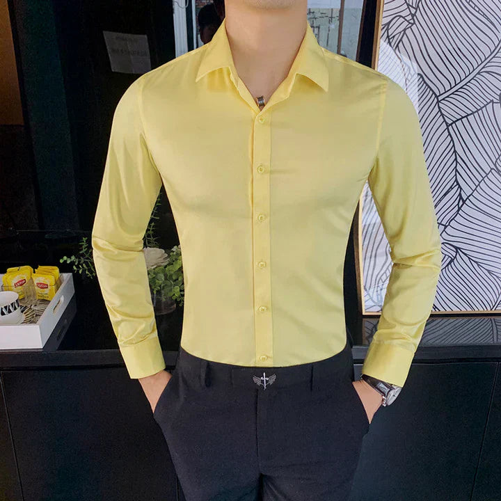 Slim-fit, Kent collar dress shirt for men