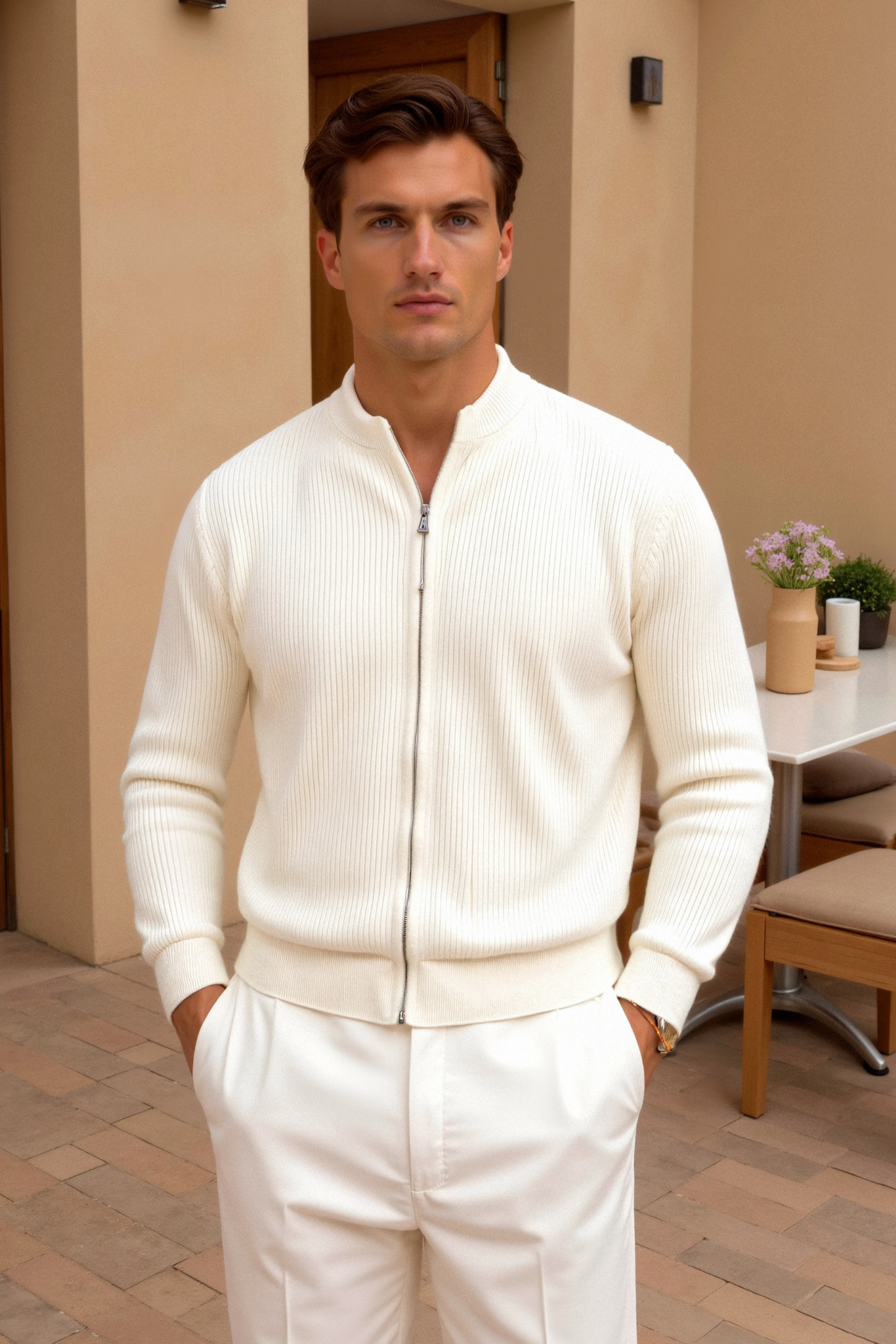 Jasper - Old Money Beige Knit Sweater