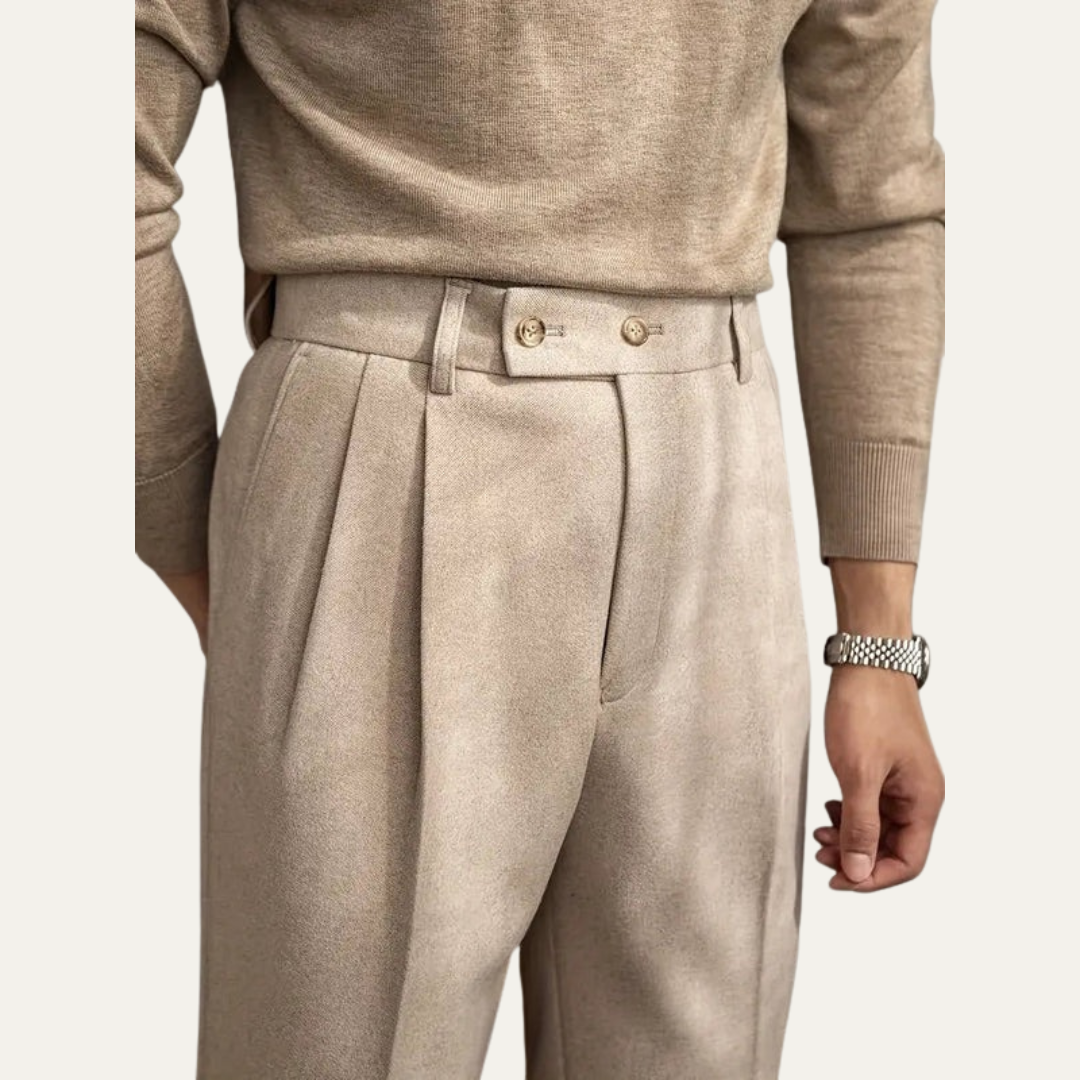 Men’s High-Waist Pleated Dress Trousers