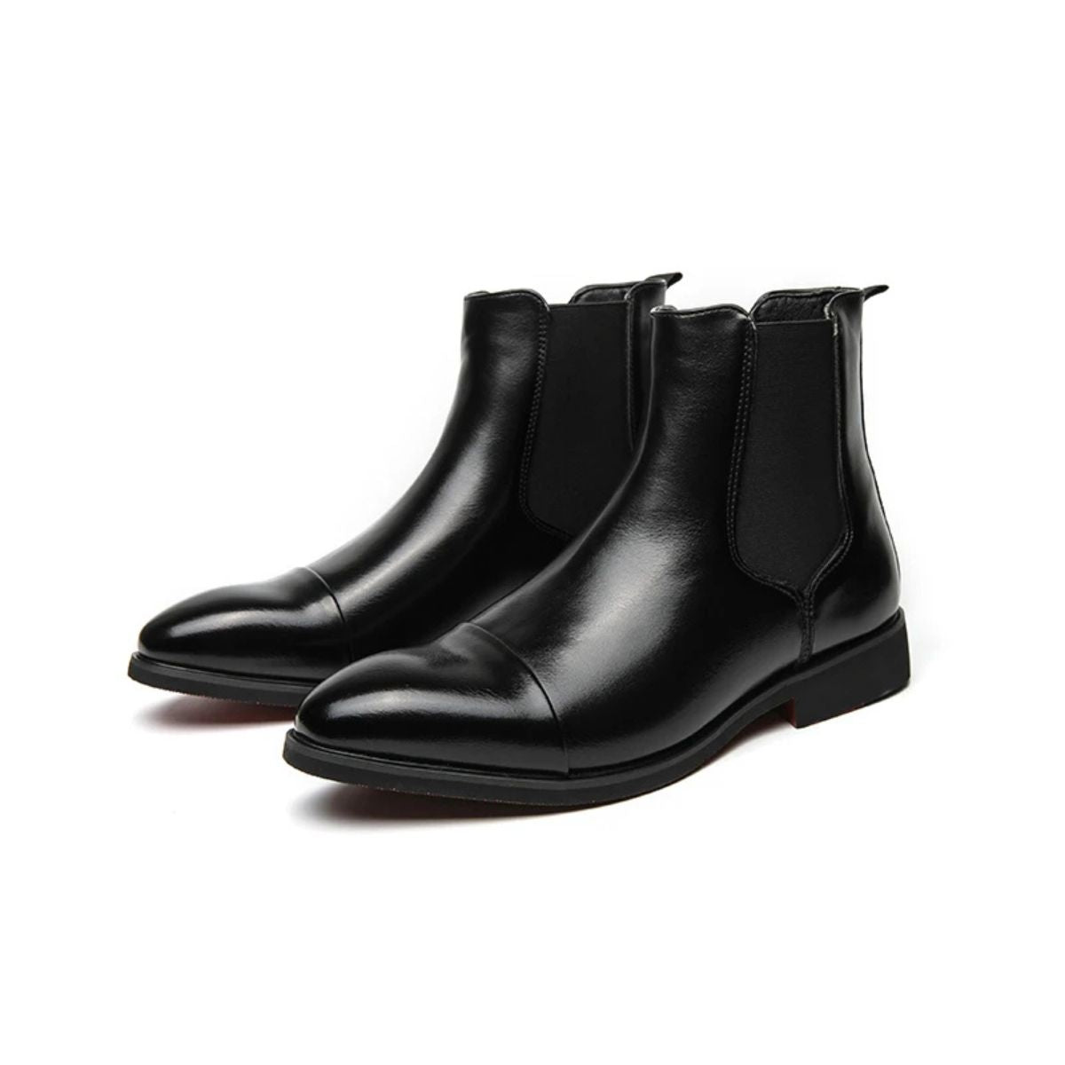 Men’s Sleek Leather Chelsea Boots with Cap Toe