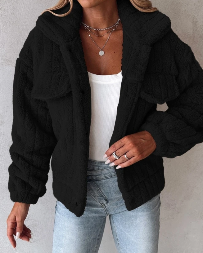 Soft Womens Button Front Fleece Coat