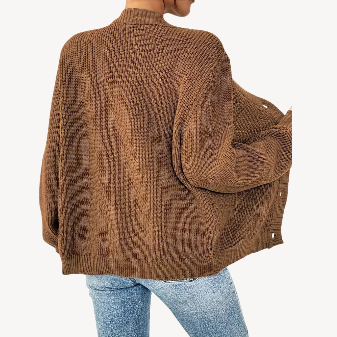 Women's V-Neck Drop Shoulder Cardigan Sweater