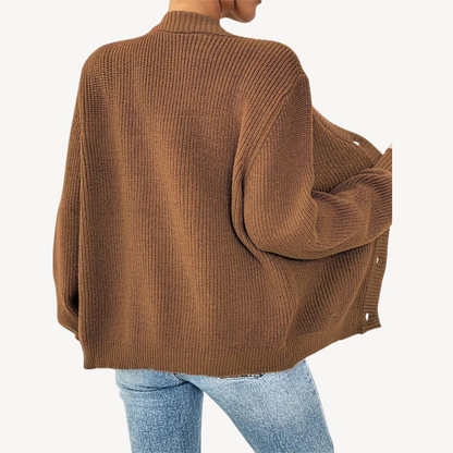 Women's V-Neck Drop Shoulder Cardigan Sweater