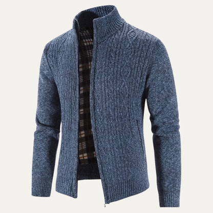 Men’s Mottled Cable Knit Full Zip Cardigan