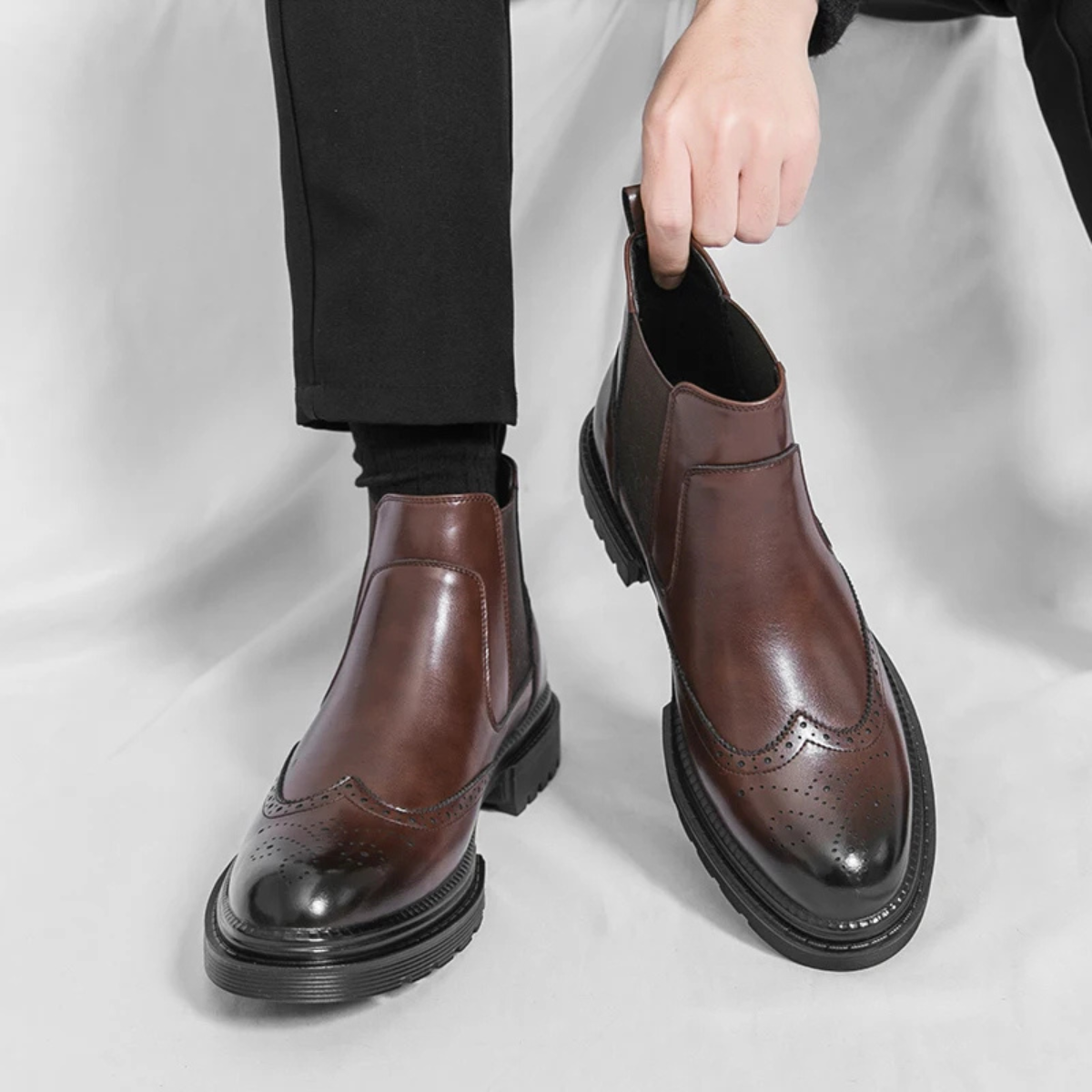 The Ortisei Men’s Retro Business Dress Chelsea Boots with Anti-Slip Sole
