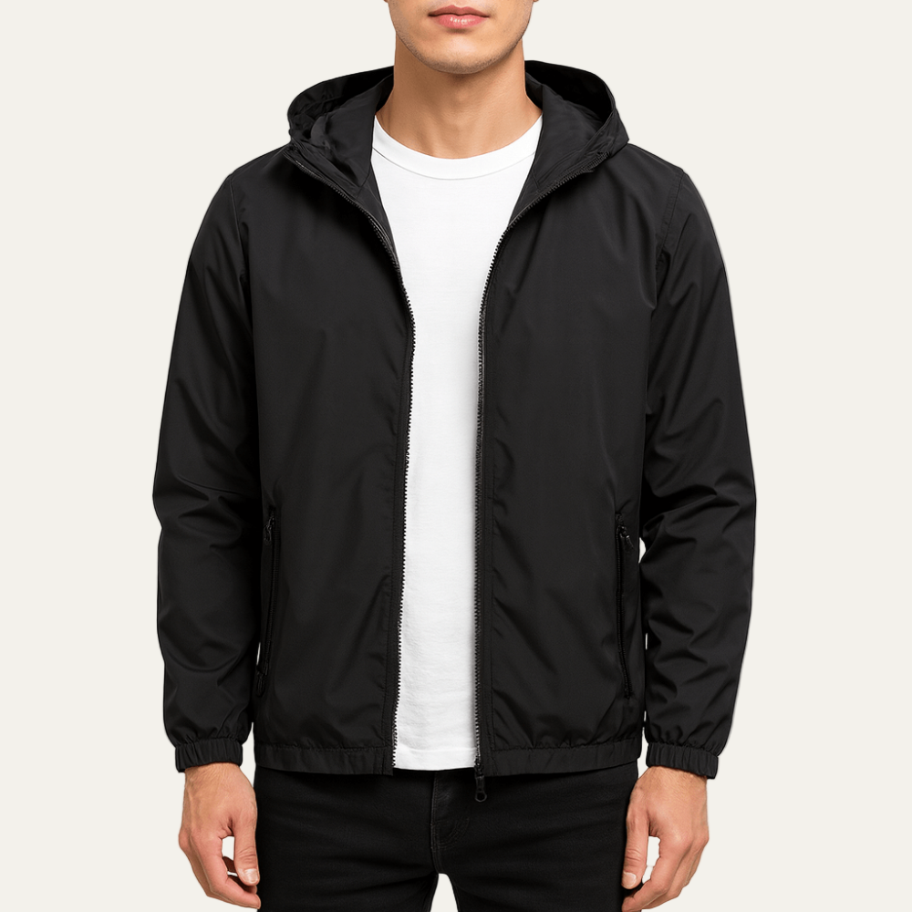 Men’s Lightweight Full Zip Hooded Windbreaker