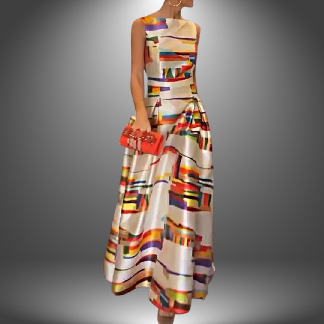 Bold Floral Long Maxi Dress - BritishElegance