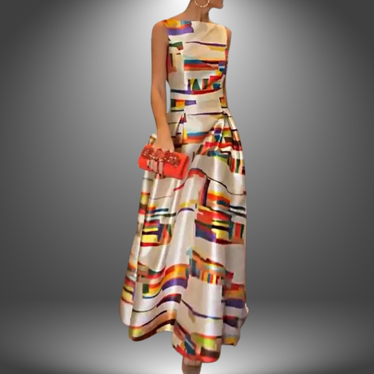 Bold Floral Long Maxi Dress - BritishElegance