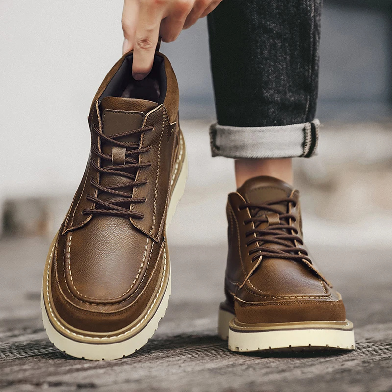 Classic Brown Vegan Ankle Boots for Men