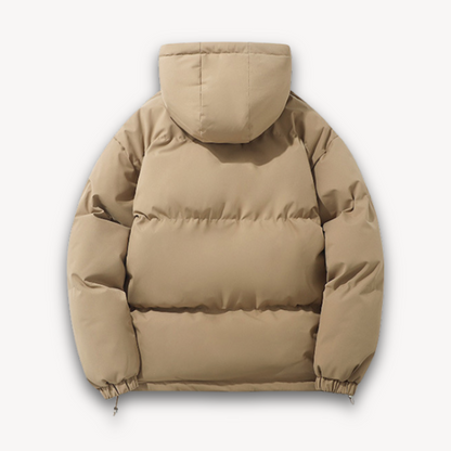 Men's Puffer Jacket with Hood - Warm Winter Outerwear for Adults - Lightweight Polyester