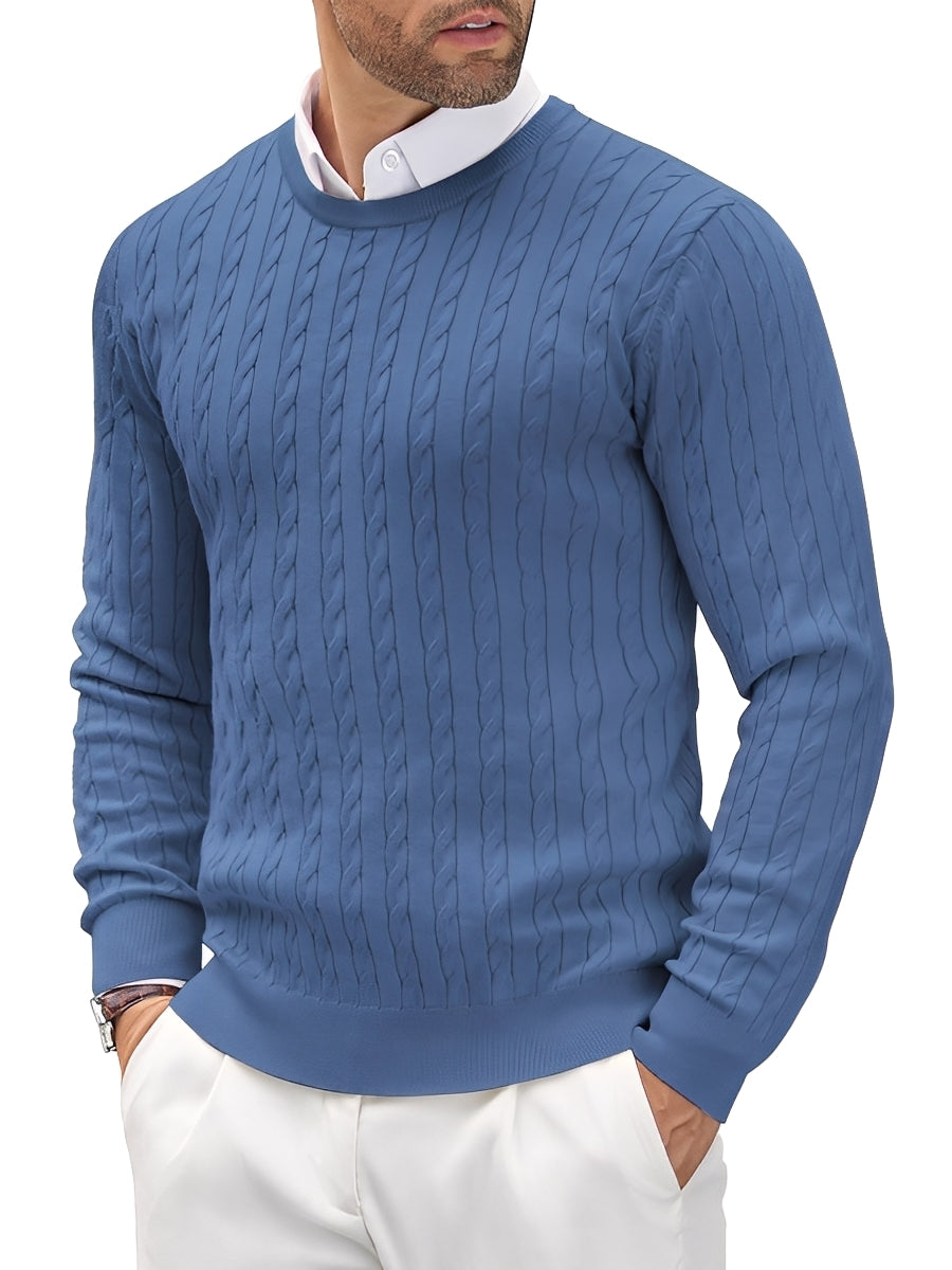 Men’s Stylish Cable Knit Crewneck Sweater